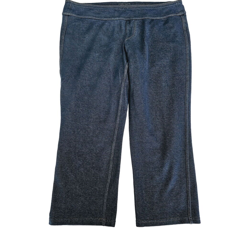 Athleta Womens Crop Pants Blue Size Large Cotton Blend Pullon Stretch